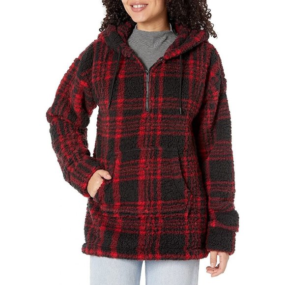 Marc New York Tops - Marc New York Performance Womens Printed Teddy Fleece Cozy 1/4 Zip Hoodie